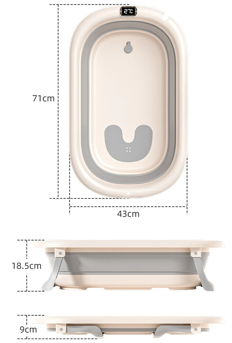 Składana wanienka dla niemowlaka z poduszką do kąpieli – bezpieczna wanienka dla noworodka, antypoślizgowa, do małej łazienki
