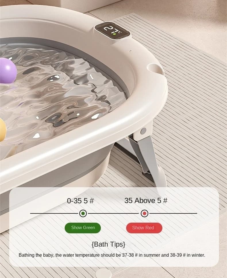 Składana wanienka dla niemowlaka z poduszką do kąpieli – bezpieczna wanienka dla noworodka, antypoślizgowa, do małej łazienki